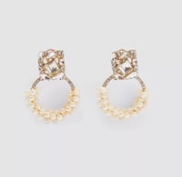 Image 1 of Gold Beaded Hoop Earrings