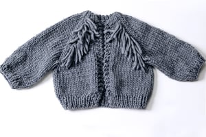 Image of Perth Cardigan w/ Fringe (shown in Charcoal- more colours)