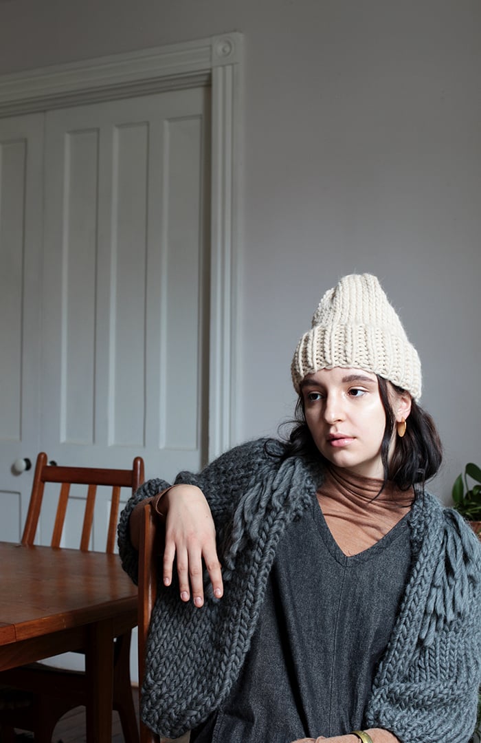 Image of Perth Cardigan w/ Fringe (shown in Charcoal- more colours)