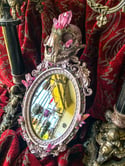 Rose Gold, Pink Tourmaline & Pink Aura Quartz - Bobcat Skull Mirror