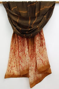 Image 2 of Roots of Fire - ecoprint and plant dyed silk scarf