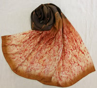 Image 1 of Roots of Fire - ecoprint and plant dyed silk scarf