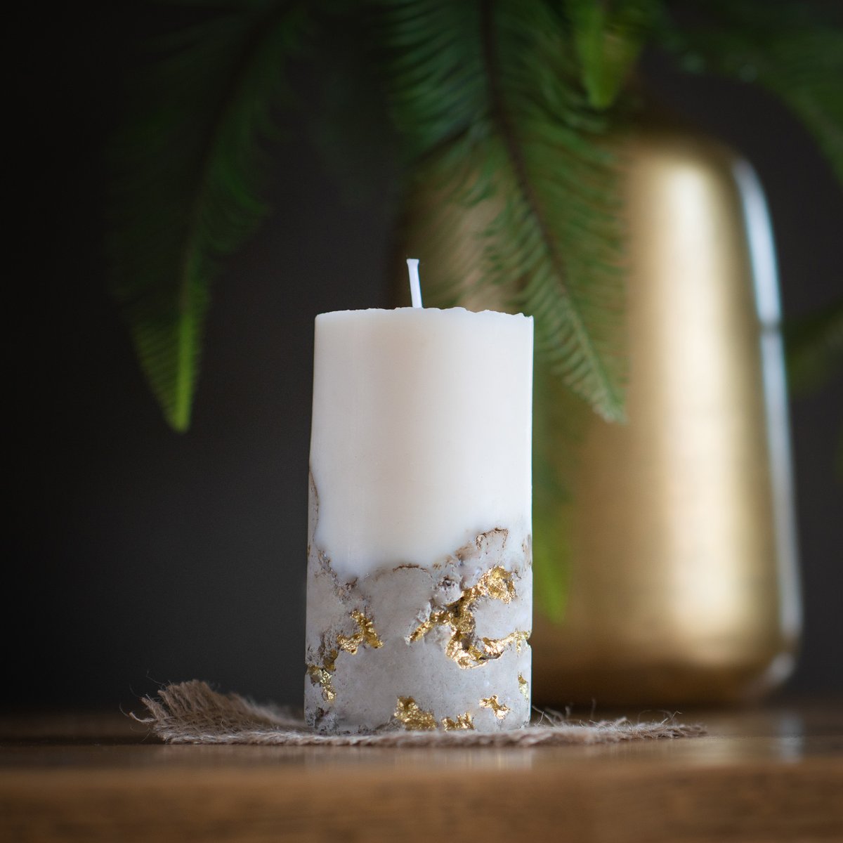 Soy Wax Concrete Candle - Gold Detail 