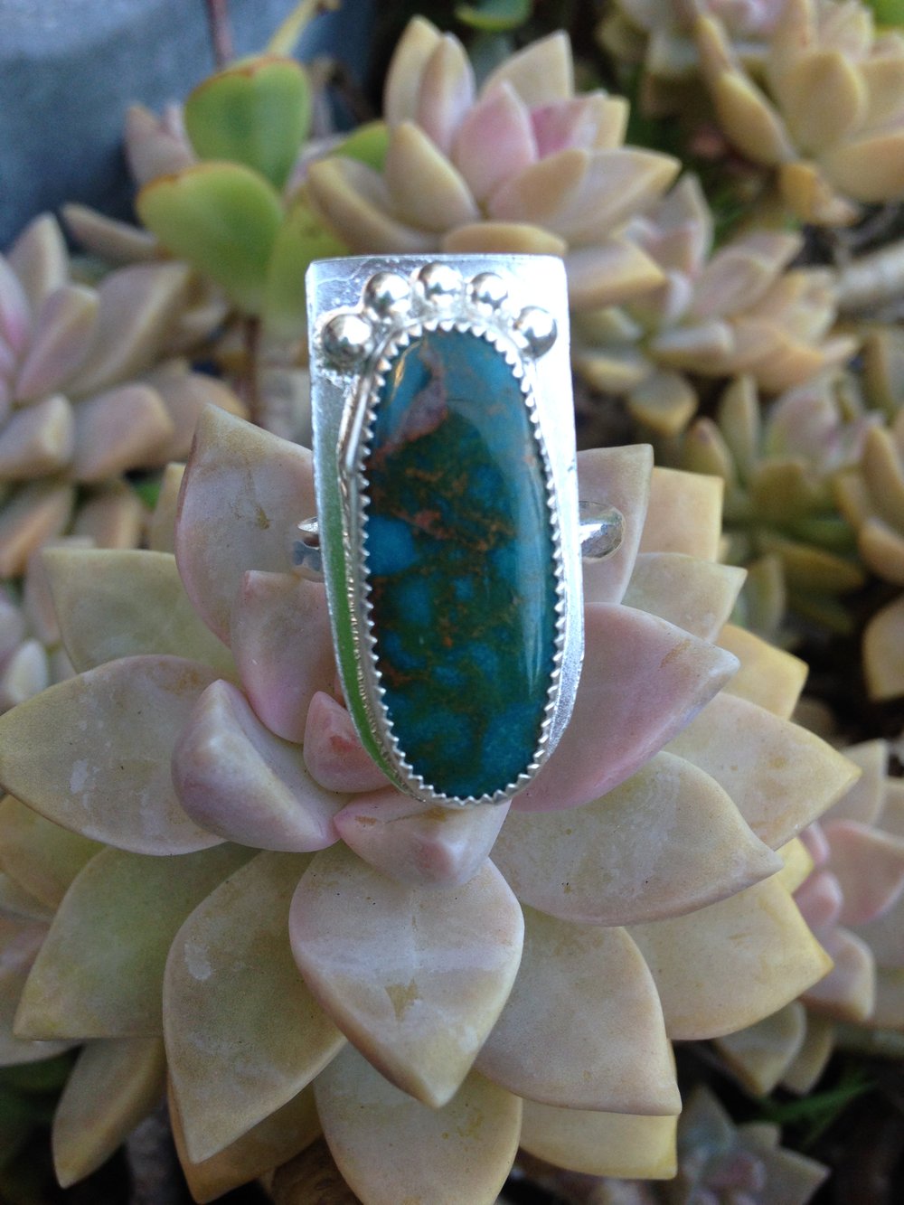 Image of Chrysocolla & Silver Space Ring