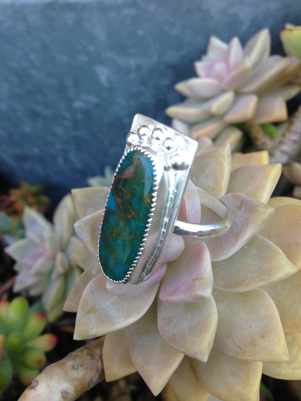 Image of Chrysocolla & Silver Space Ring