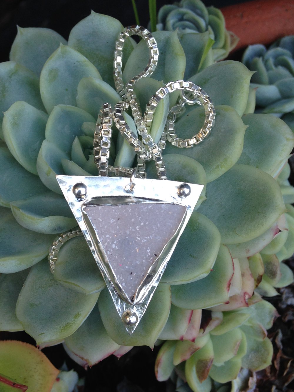 Image of Druzy & Silver Shark Tooth Necklace