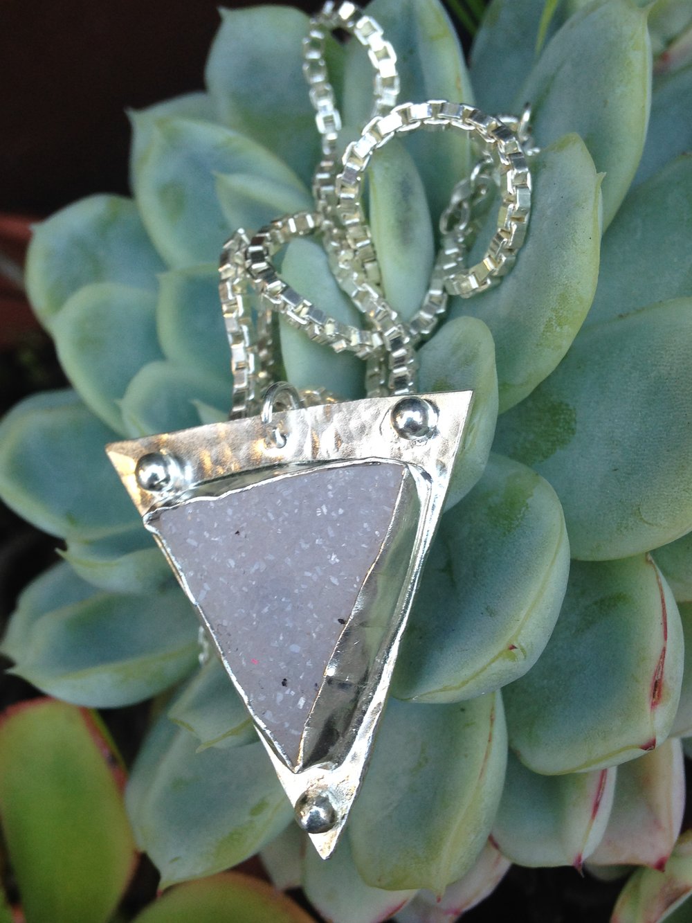 Image of Druzy & Silver Shark Tooth Necklace