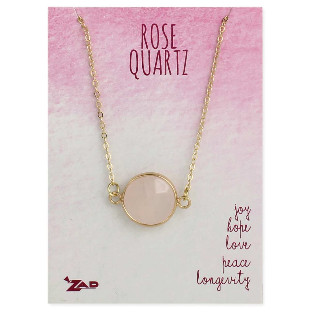 Image of Healing Crystal Round Rose Quartz & Gold Necklace