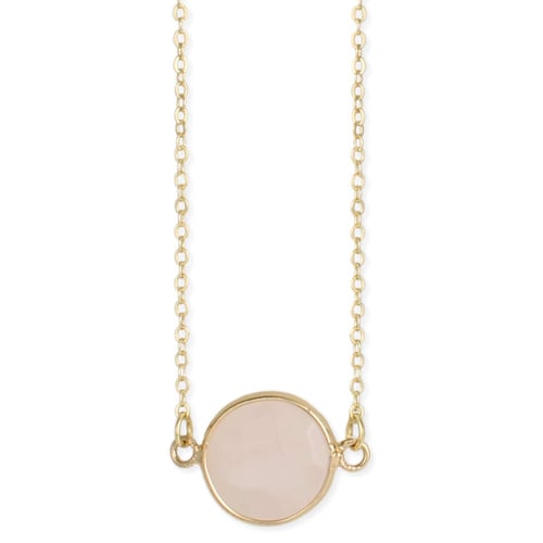 Image of Healing Crystal Round Rose Quartz & Gold Necklace