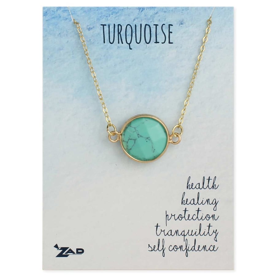 Image of Healing Crystal Round Turquoise & Gold Necklace