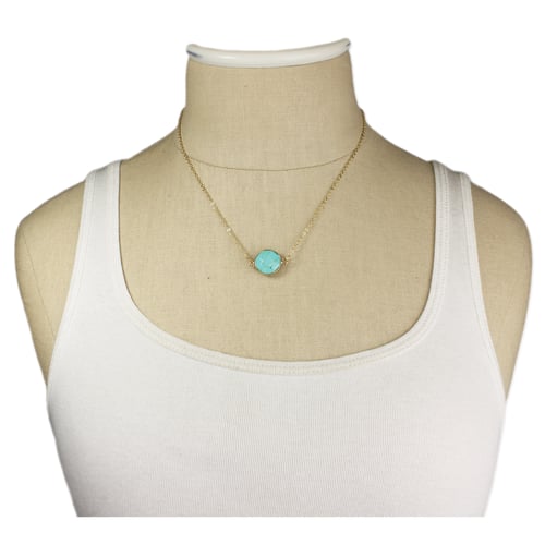 Image of Healing Crystal Round Turquoise & Gold Necklace