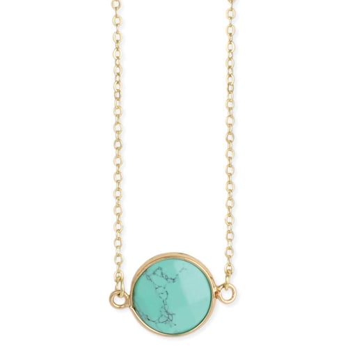 Image of Healing Crystal Round Turquoise & Gold Necklace