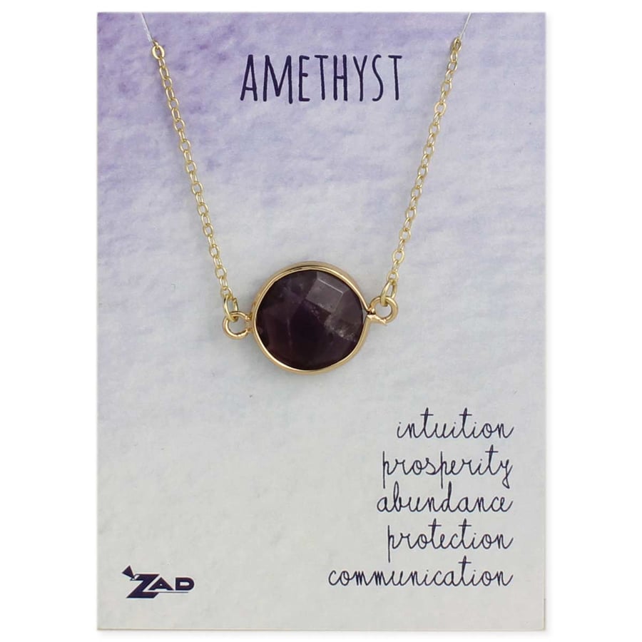 Image of Healing Crystal Round Amethyst & Gold Necklace