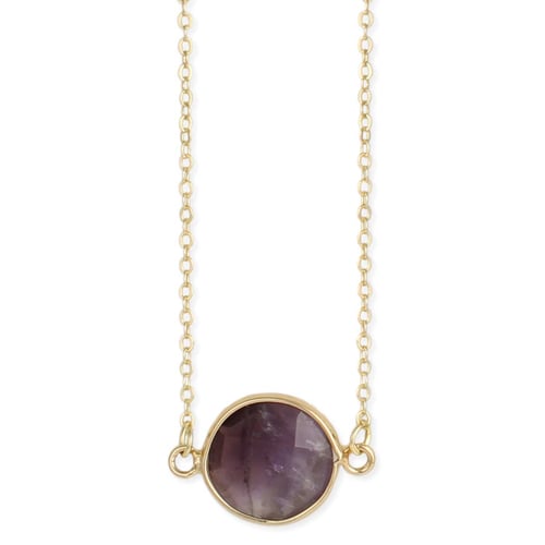 Image of Healing Crystal Round Amethyst & Gold Necklace