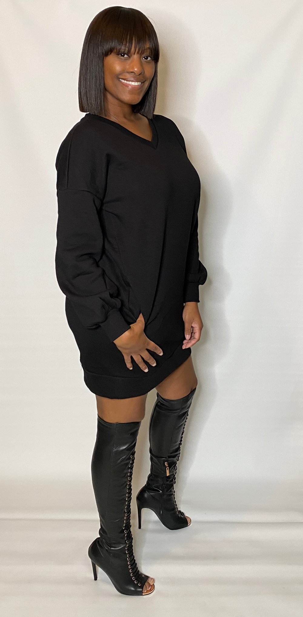 Image of SWEAT ME| BLACK DRESS