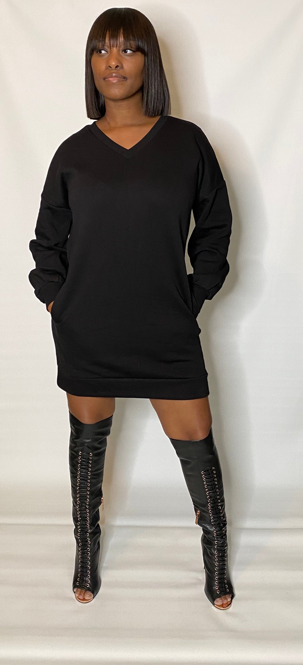 Image of SWEAT ME| BLACK DRESS