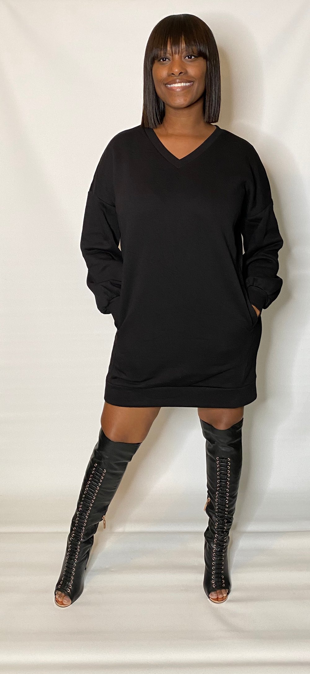 Image of SWEAT ME| BLACK DRESS