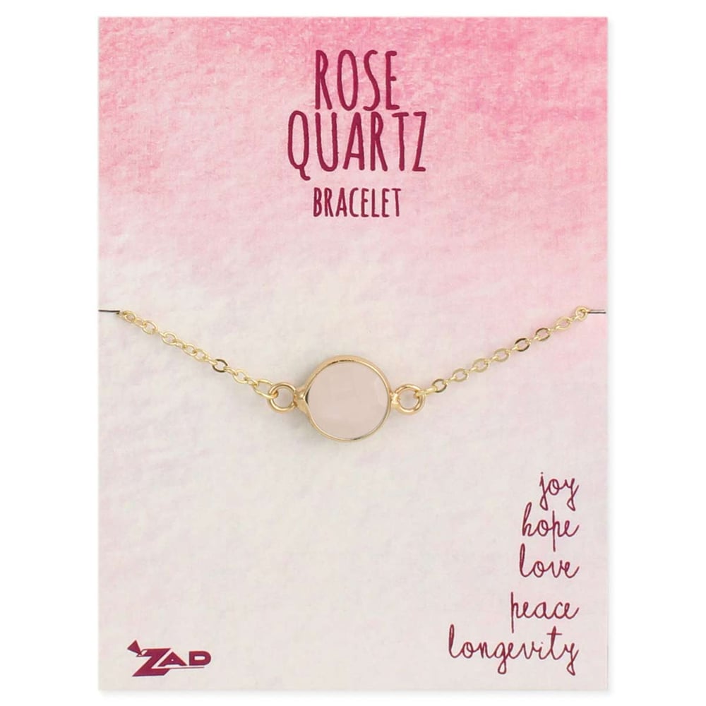 Image of Healing Crystal Round Rose Quartz & Gold Bracelet