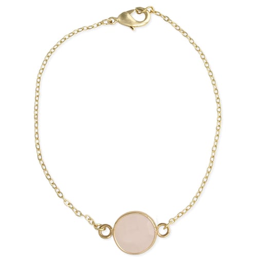 Image of Healing Crystal Round Rose Quartz & Gold Bracelet