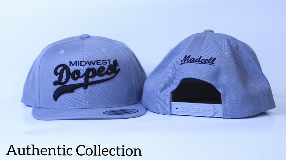 Image of MidWest Dopest silver/black snap back hat 