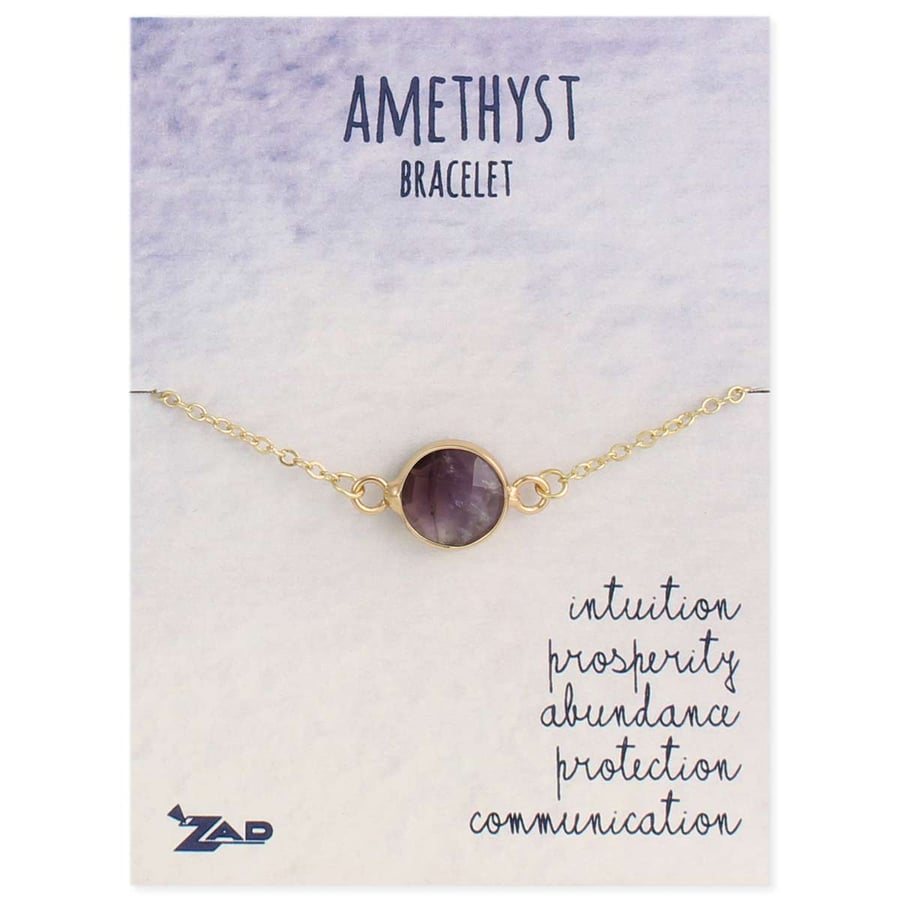 Image of Healing Crystal Round Amethyst & Gold Bracelet
