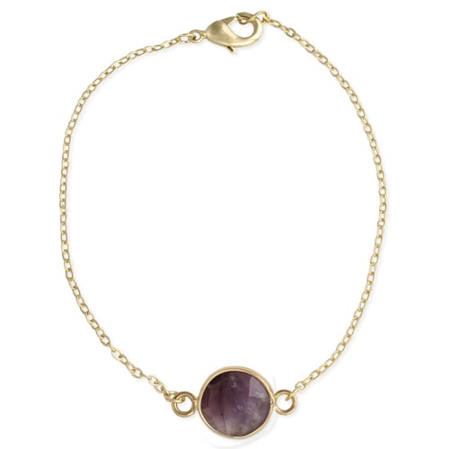 Image of Healing Crystal Round Amethyst & Gold Bracelet