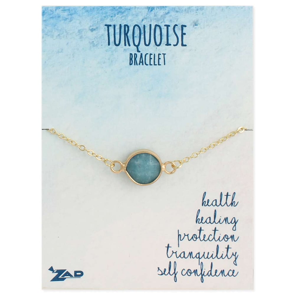 Image of Healing Crystal Round Turquoise & Gold Bracelet