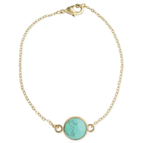 Image of Healing Crystal Round Turquoise & Gold Bracelet