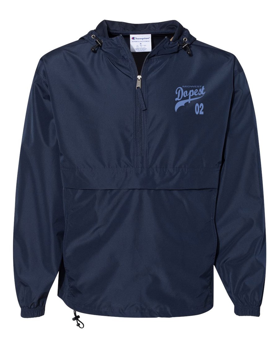 Image of Navy Blue & Light Blue Midwest Dopest half zip hooded pullover 