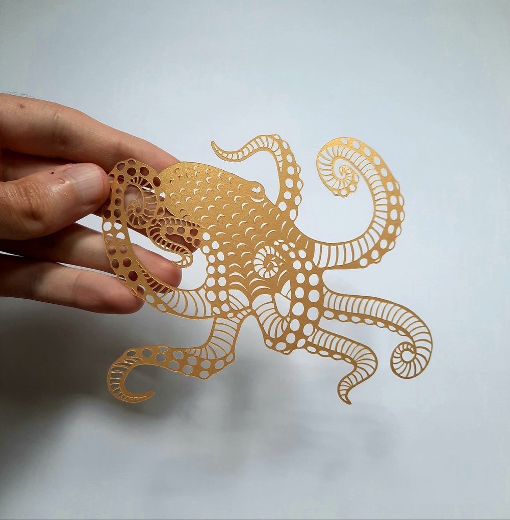 Image of Framed Octopus Paper Cutting