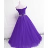 Beautiful Purple Beaded Off Shoulder Tulle Gown, Purple Prom Dress 2021