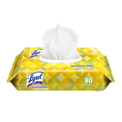 Image of Lysol Disinfecting Wipes, 7 x 8, Lemon, 80 Wipes/