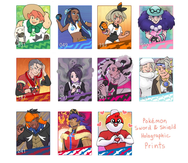 Pokemon Sword and Shield Galarian Gym Leaders Prints