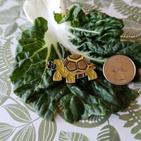 Image 2 of Turtle Eating Leaf Enamel Pin