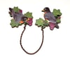 Birds with Grapes Wooden Collar Pin