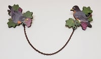 Image 3 of Birds with Grapes Wooden Collar Pin