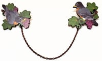 Image 5 of Birds with Grapes Wooden Collar Pin