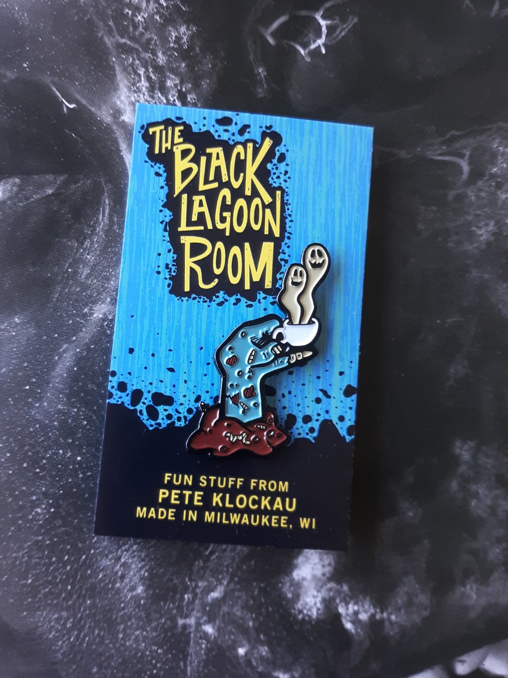 Glassworks Coffee ROAST IN PEACE 1.75" Zombie Hand Limited Edition Enamel Pin