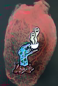 Image 1 of Glassworks Coffee ROAST IN PEACE 1.75" Zombie Hand Limited Edition Enamel Pin 