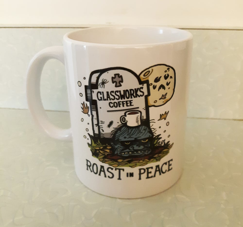 Glassworks Coffee ROAST IN PEACE Zombie Coffee Mug