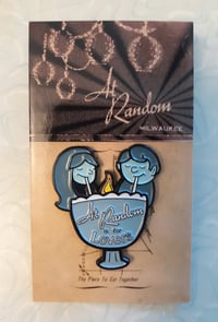 Image 1 of AT RANDOM IS FOR LOVERS Milwaukee Tiki Love Bowl BLUE 1.75" Soft Enamel Pin w/ Glowing Flame