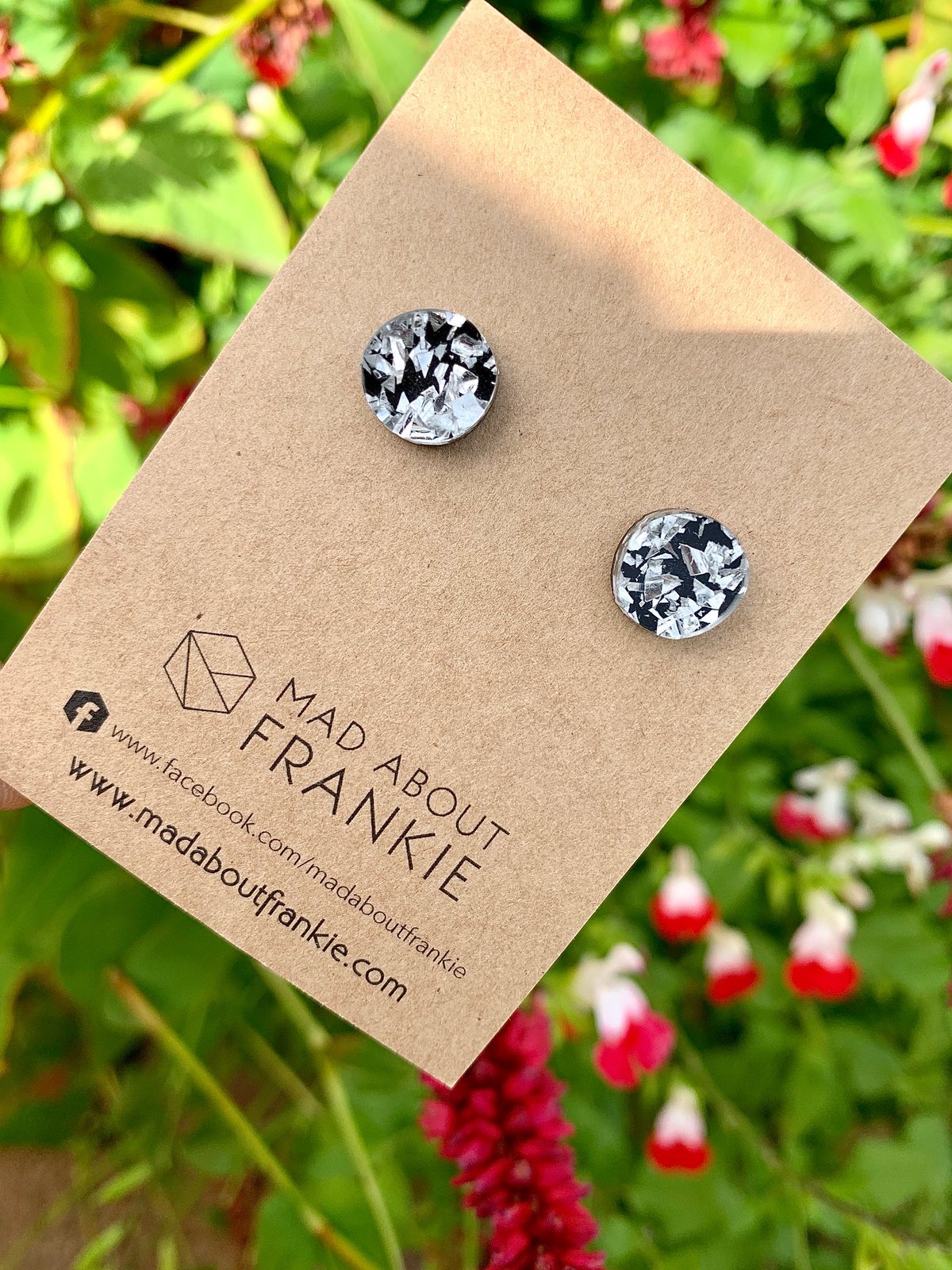 Image of Black and silver shard earrings 