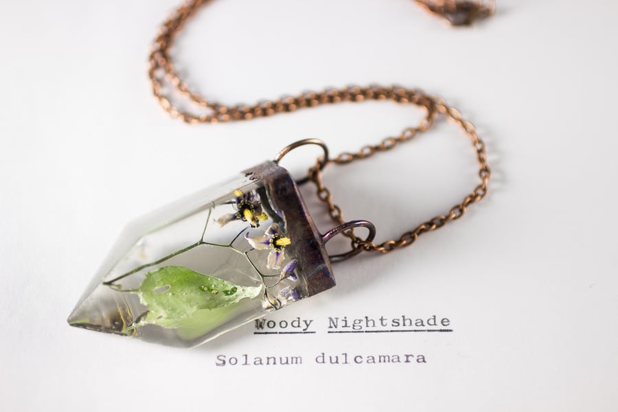 Image of Woody Nightshade (Solanum dulcamara) - Small Copper Prism Necklace #1