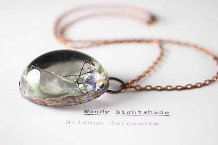 Image of Woody Nightshade (Solanum dulcamara) - Copper Plated Necklace #2
