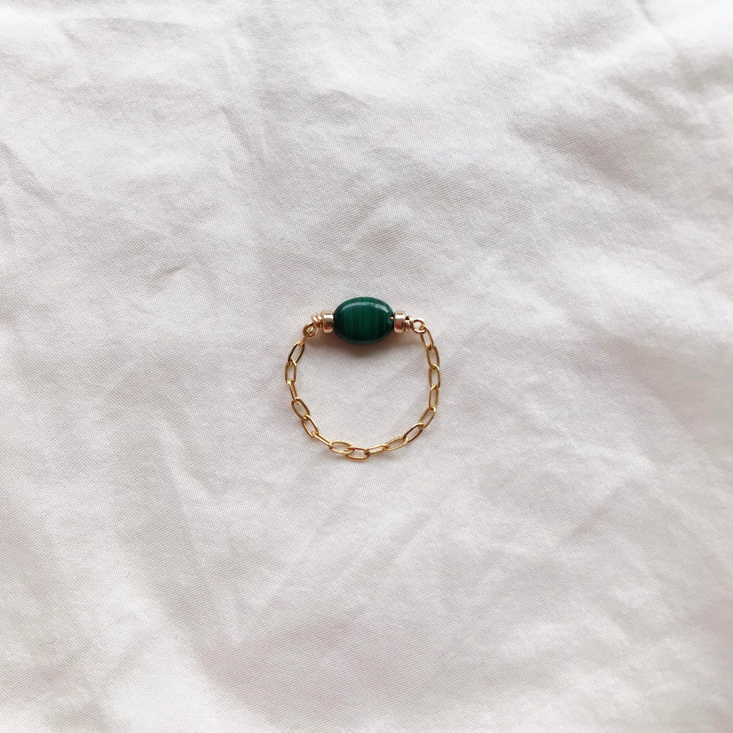 Image of BAGUE CHAINE OR MALACHITE