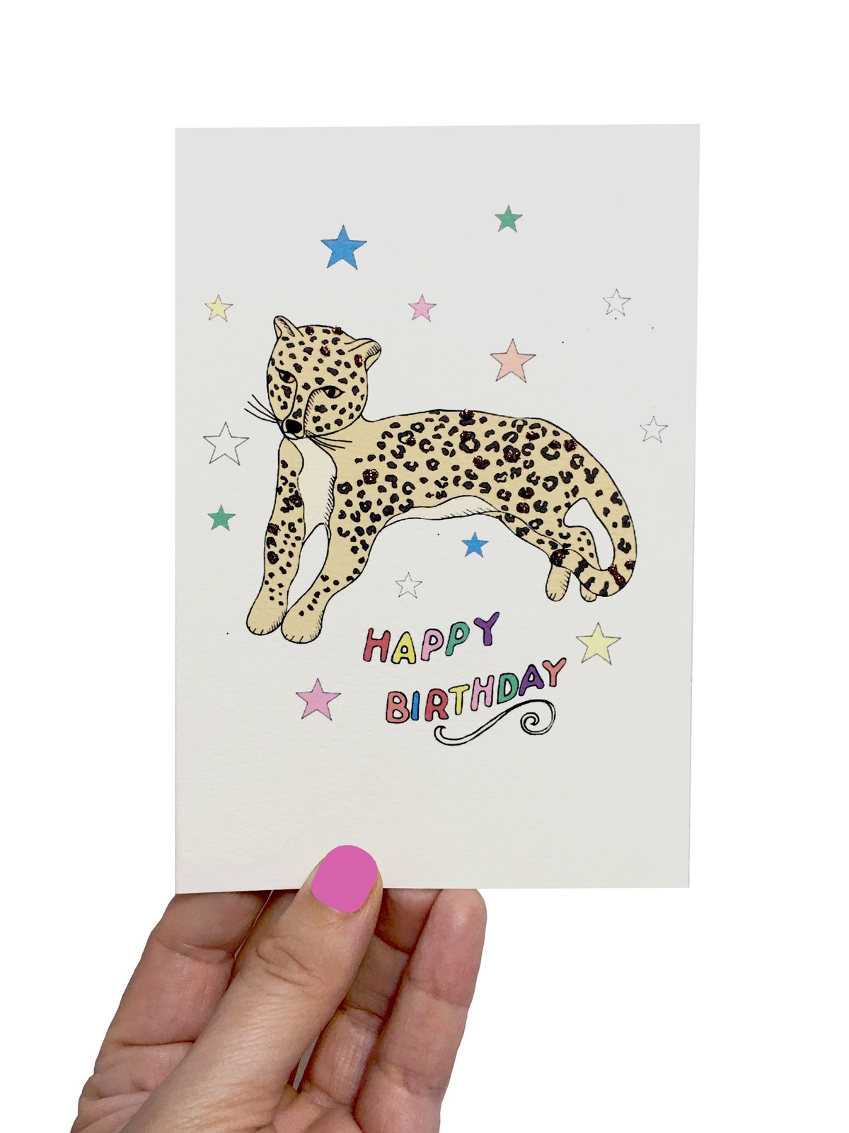 Reclining Leopard Stars Card