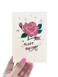 Image 1 of Pink Rose Stars Card