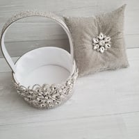 Image 1 of "Kendell" Flower Girl Basket and Pillow 