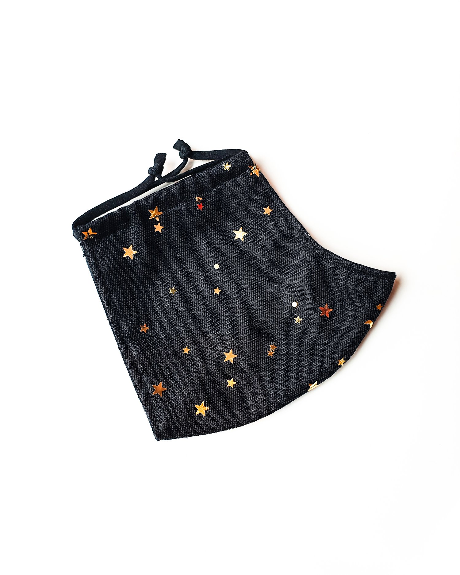 Image of Black mesh with gold stars