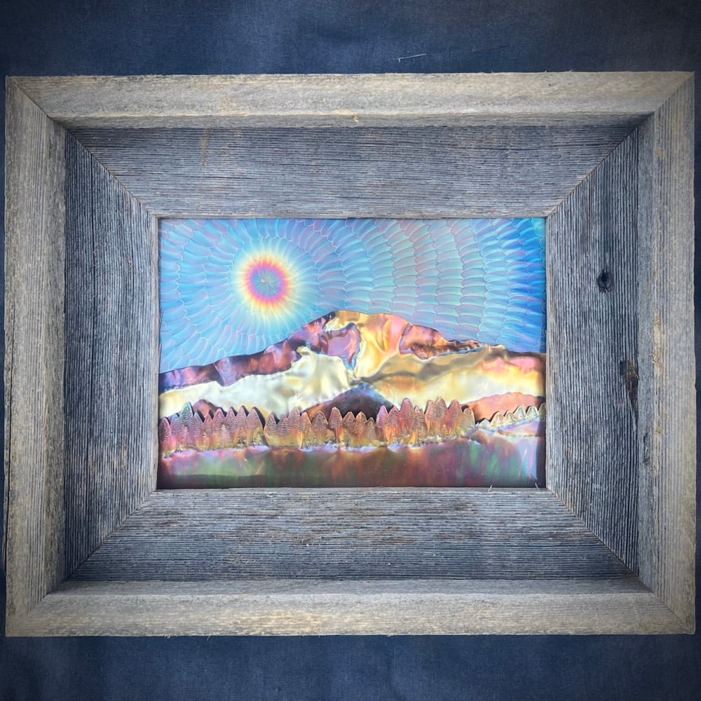 Flame Painted Copper Mount Rainier